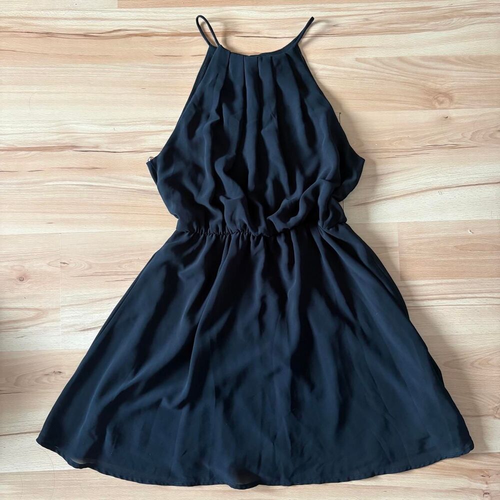 Y2K Vintage Baddie Windsor Black Mini Dress Back Slit size S